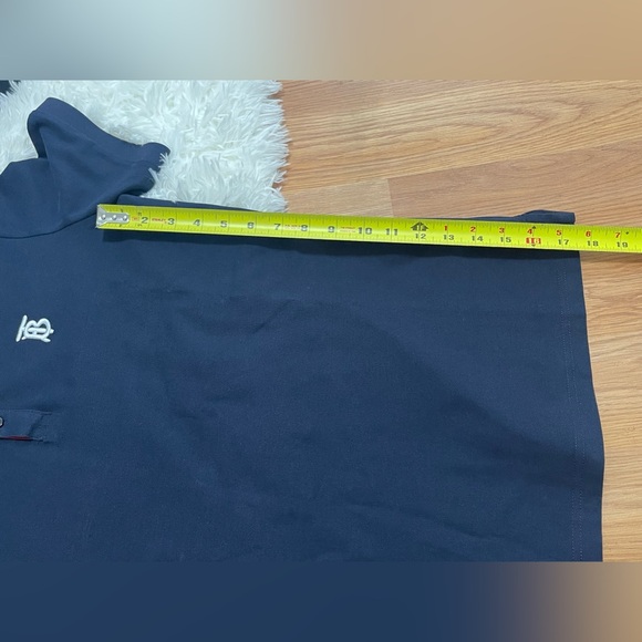 Like New Men’s Size Large Burberry Icon Stripes Walton Polo Shirt In Dark Navy - Picture 15 of 15